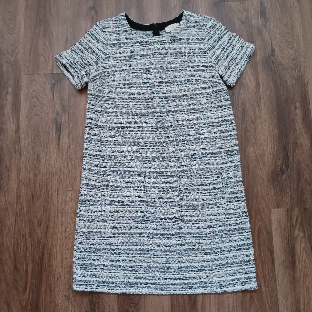 Loft Outlet Petite Tweed Shift Dress Short Sleeve Multicolored SP